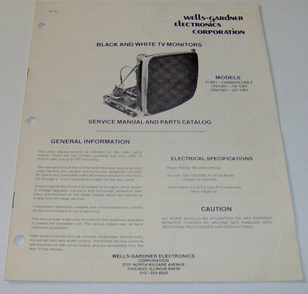 (image for) Wells Gardner B & W TV Monitors Service Manual and Parts Catalog