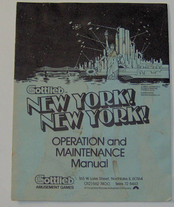 (image for) Gottlieb New York! New York! Operation and Maintenance Manual