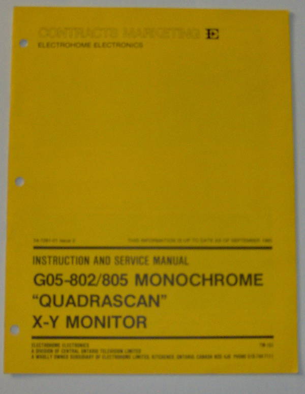 (image for) Electrohome G05-802/805 Instruction and Service Manual
