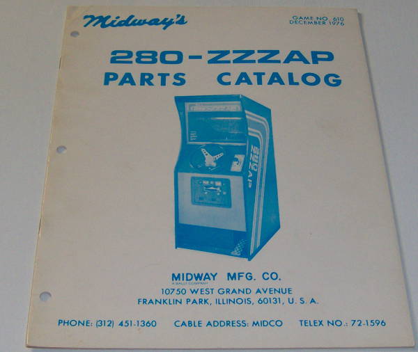 (image for) Bally / Midway 280-ZZZAP Parts Catalog - Click Image to Close