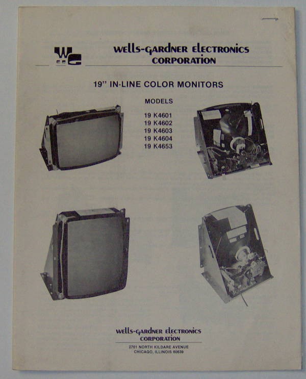 (image for) Wells Gardner 19" In-Line Color Monitors Service Manual - Click Image to Close