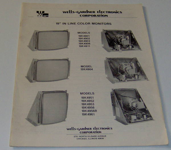 (image for) Wells Gardner 19" In Line Color Monitors Service Manual - Click Image to Close