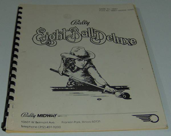 (image for) Bally/Midway Eight Ball Deluxe Manual - Click Image to Close