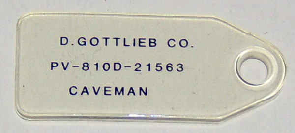 Gottlieb Caveman Plastic Key Tag / Fob