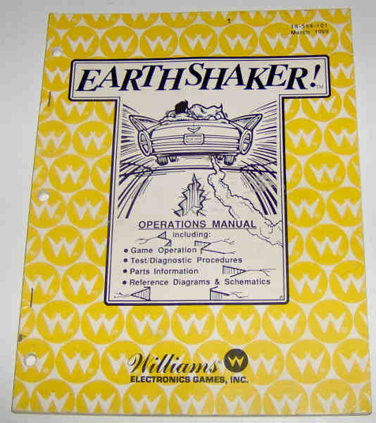 (image for) Williams Earthshaker! Operations Manual - Click Image to Close