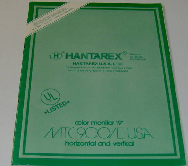 (image for) Hantarex Color Monitor 19" MTC 900/E U.S.A. Service Manual - Click Image to Close