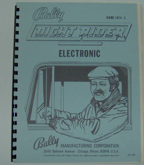 (image for) Bally Night Rider Manual & Schematics Pack (Solid State) - Click Image to Close