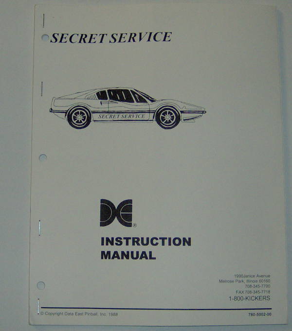 (image for) Data East Secret Service Manual - Reproduction - Click Image to Close