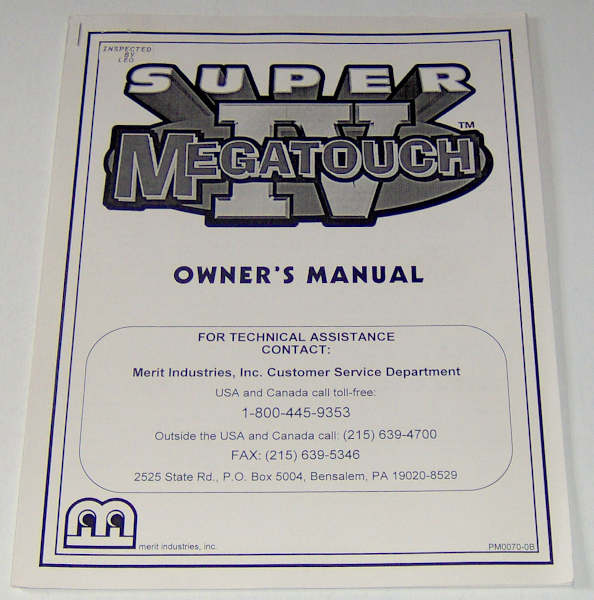 Super Megatouch IV Owner's Manual