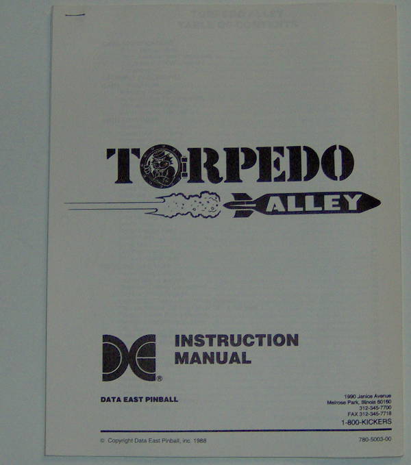 (image for) Data East Torpedo Alley Manual - Reproduction